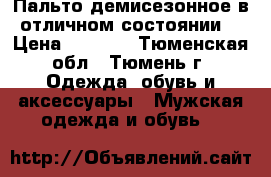 Пальто демисезонное в отличном состоянии  › Цена ­ 4 500 - Тюменская обл., Тюмень г. Одежда, обувь и аксессуары » Мужская одежда и обувь   
